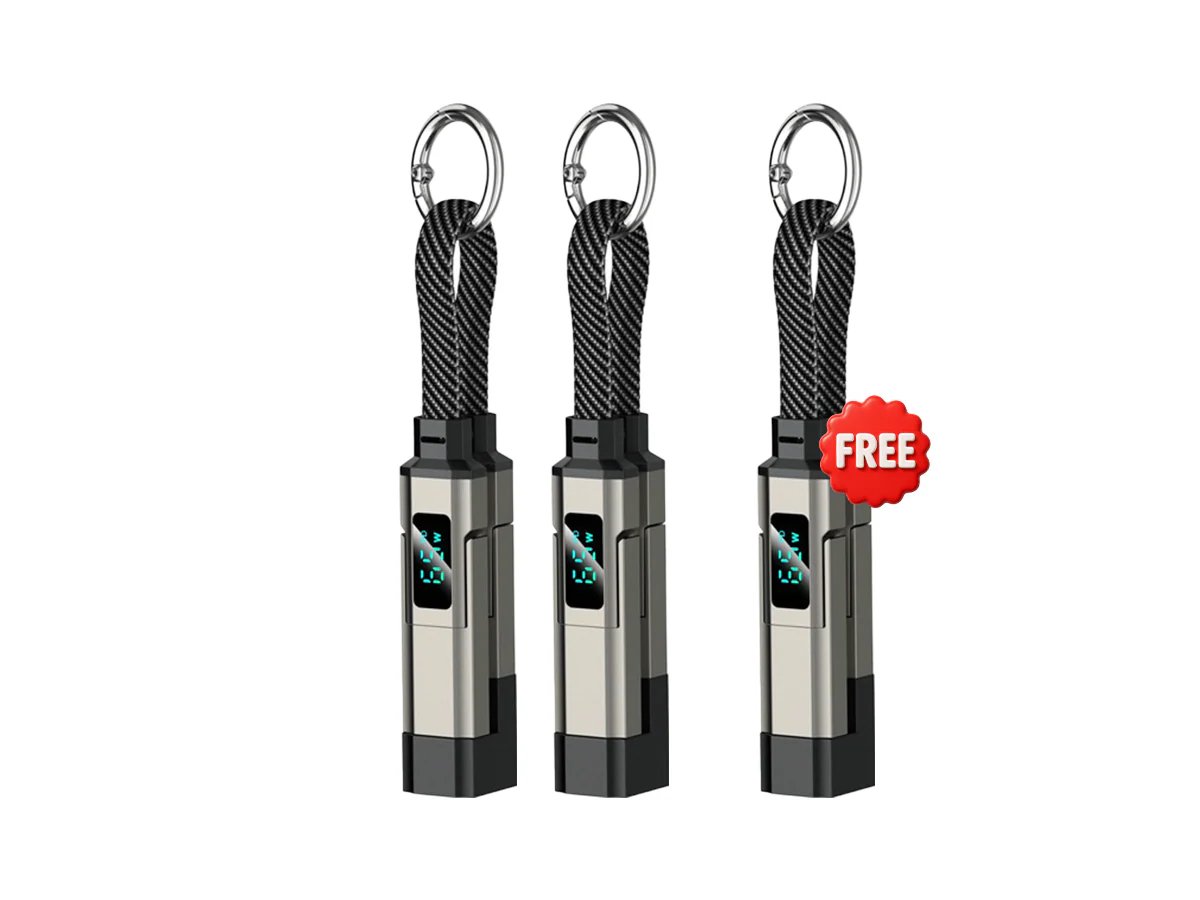 🔥Limited Time SALE 50% OFF🔥4-in-1 Digital Display Keychain Charging Cable