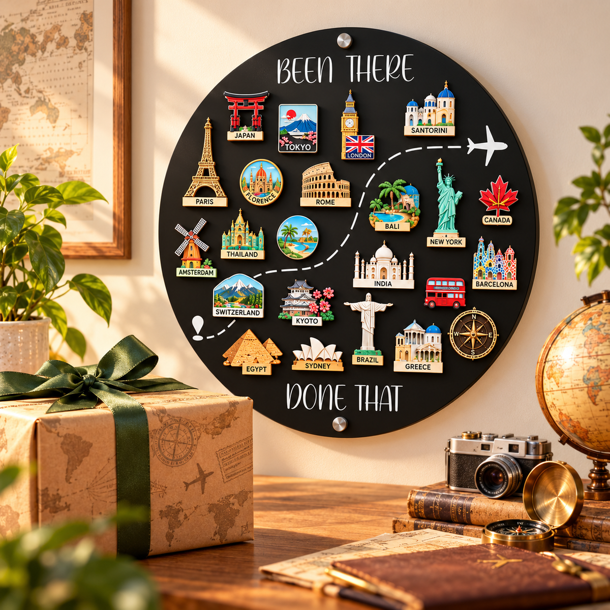 🌍✈️ Been There, Done That Travel Magnet Display Board – Turn Your Adventures Into Lasting Memories! 🧲❤️