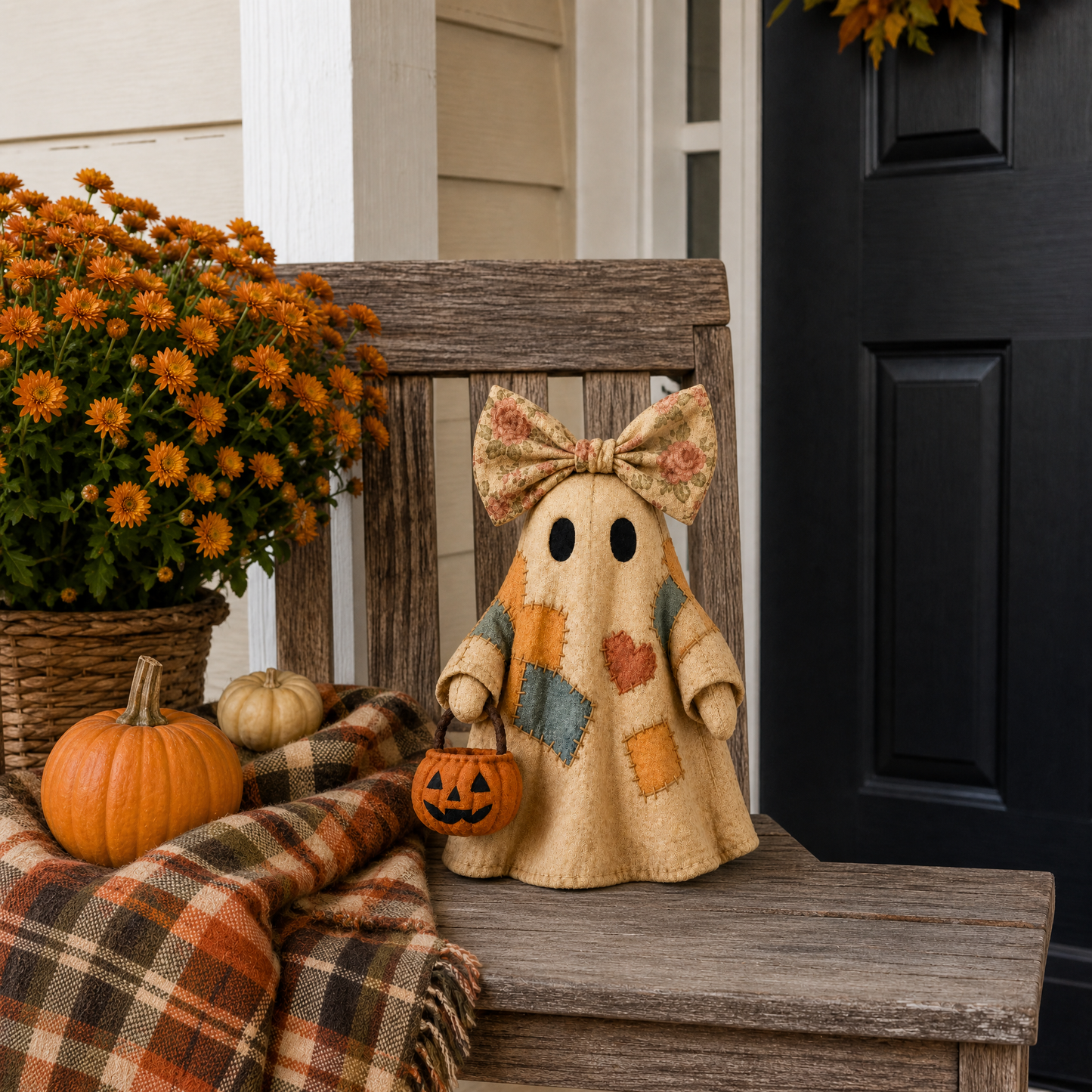 🔥 LIMITED TIME: 40% OFF - 👻🎃 Cozy Patchwork Ghost Lamp (✨ Glowing Pumpkin Basket)