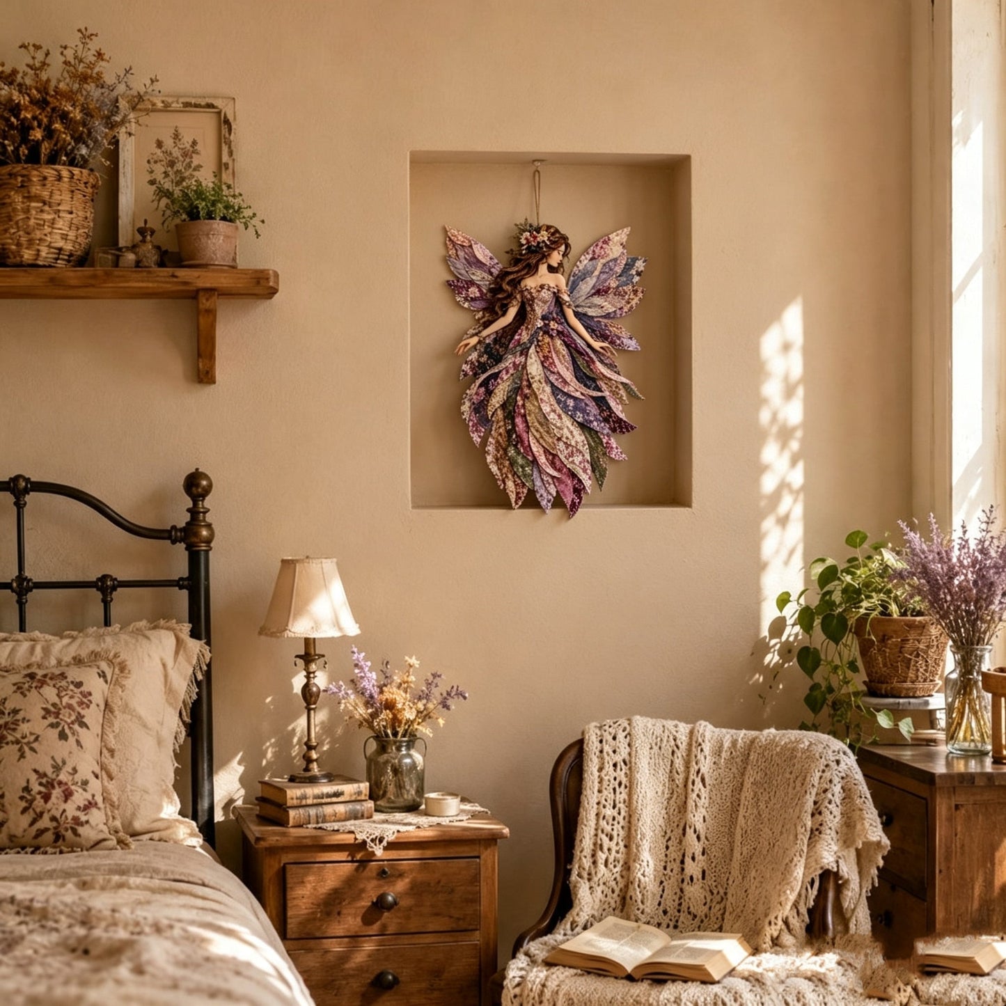 🧚♀️🌸 Premium Fairy Patchwork DIY Kit | High-Quality Layered Fabric with Floral Wings DIY Handmade Fantasy Wall Decor ✨