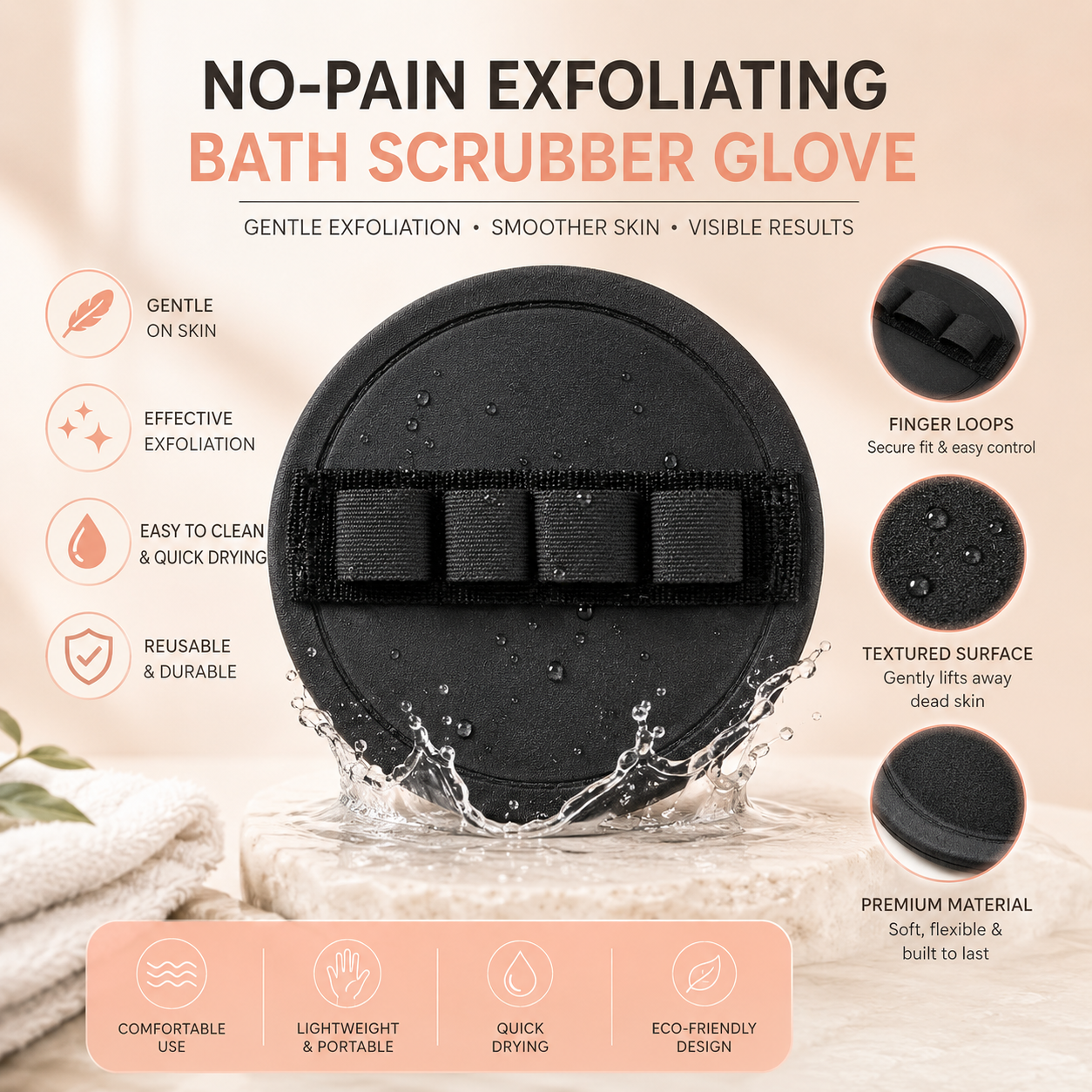 No-Pain Exfoliating Bath Scrubber Glove