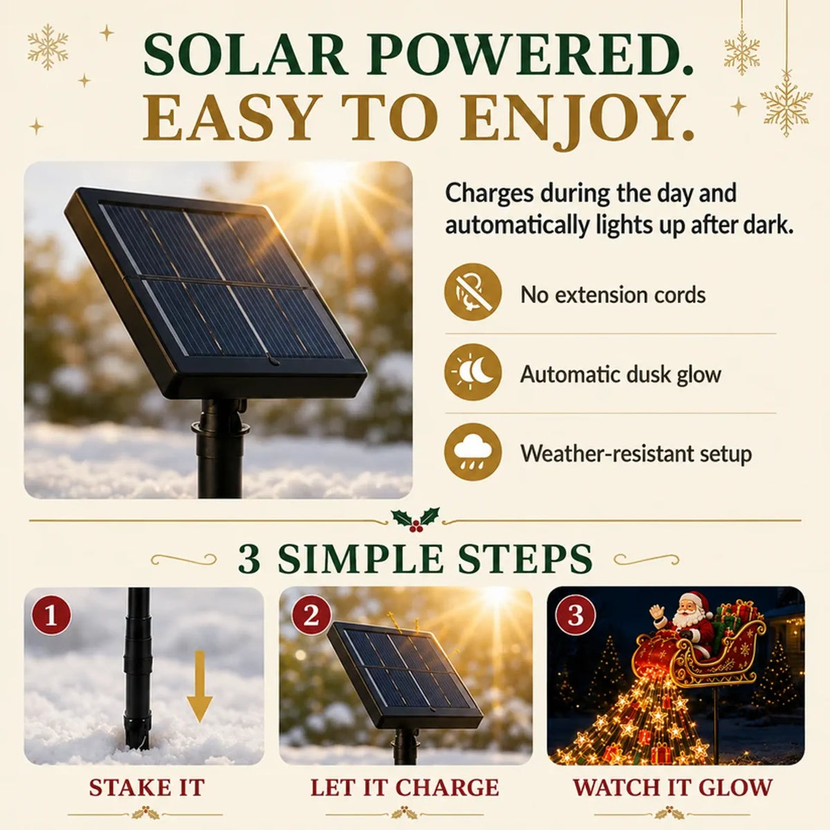 🎅Solar Santa Flying Sleigh Christmas Garden Light – Cascading Outdoor Holiday Decor