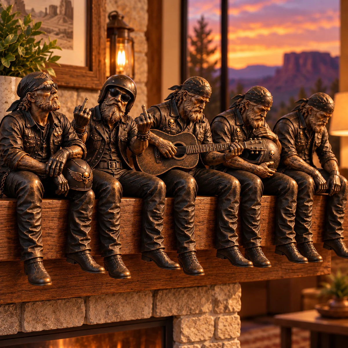 🏍️ Old Biker Soul Shelf Sitter – Rustic Motorcycle Rider Figurines & Biker Gifts 🎁