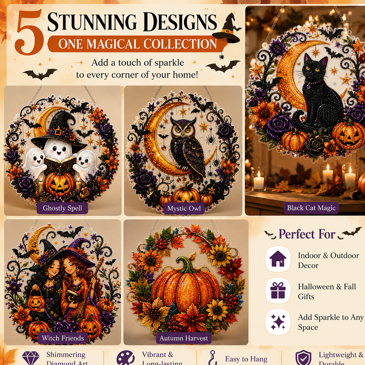 🧙♀️Last Day Promotion🎃DIY Halloween Witch Friendship Diamond Art Window Suncatcher