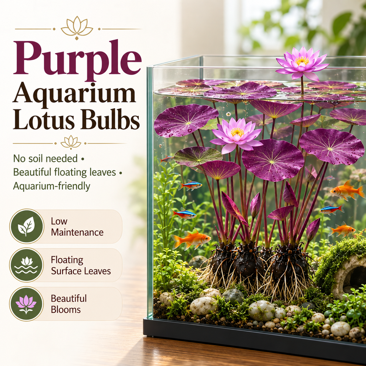 🐟Hydroponic red lotus roots🌿 Turn Your Aquarium into a Living Garden