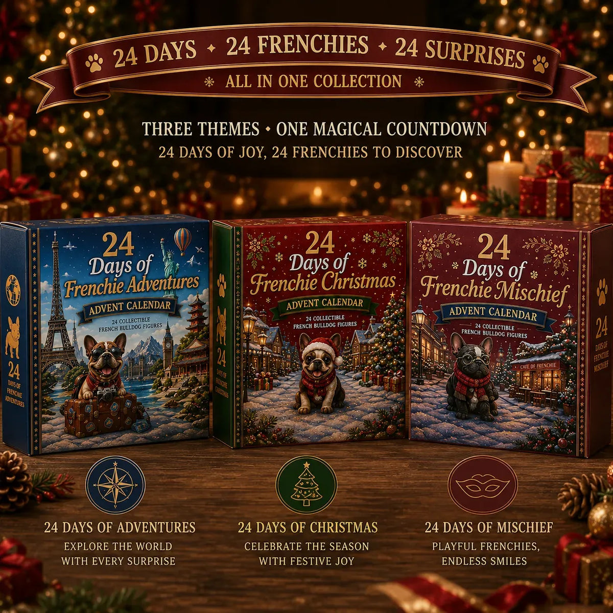 ⌛ Last Day 49% OFF — 🐶 24-Day French Bulldog Christmas Advent Calendar | 24 Unique Collectible Frenchie Characters with Different Outfits, Personalities & Daily Holiday Surprises 🎄 ✨