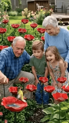 🛩️Last day promotion/🐦 Handmade Metal Flower Garden Stake – Bird Bath & Outdoor Decor for Nature Lovers 🌸