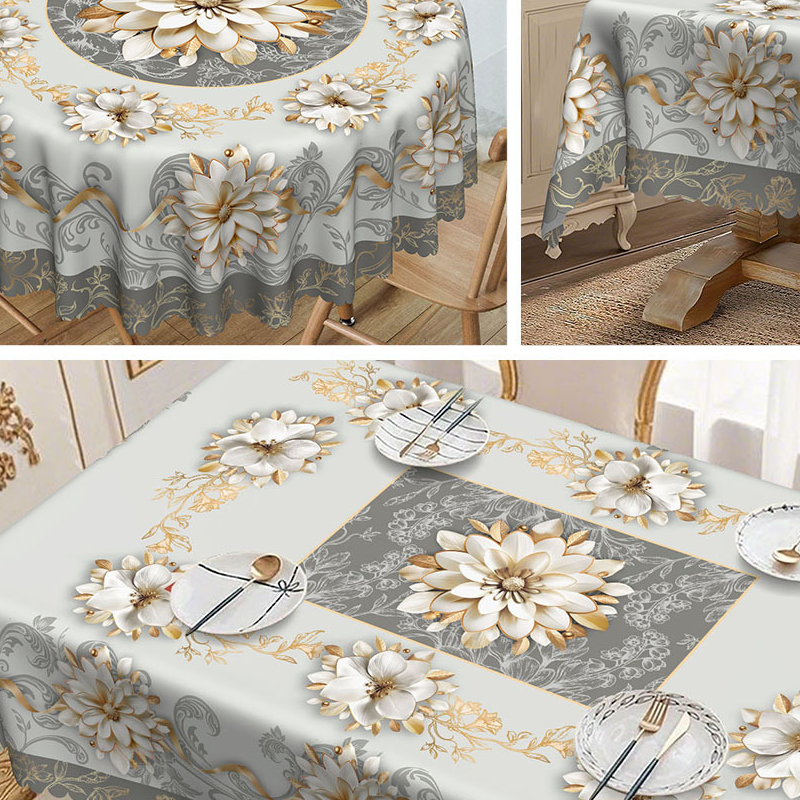 ⏳Limited-time 50% off⏰Elegant Waterproof Embossed Floral Tablecloth💮Elevate Your Dining & Simplify Cleanup👍