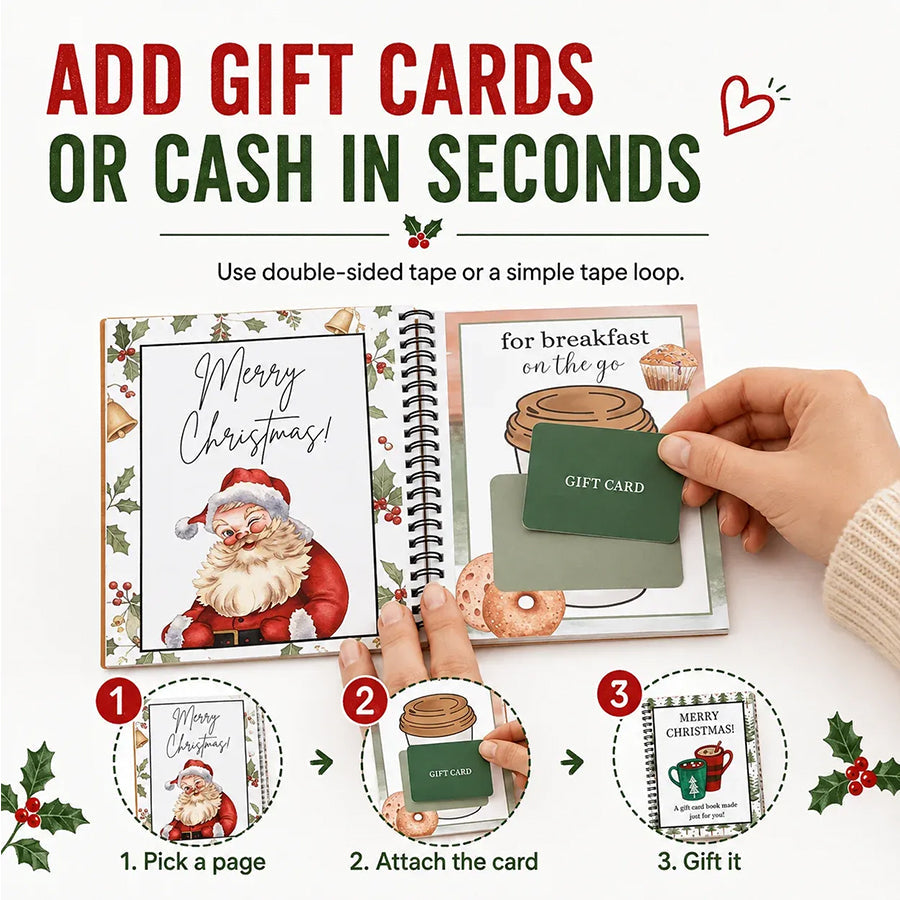 🎁 Christmas Gift Card Book – 12 Gift Card Holder Pages