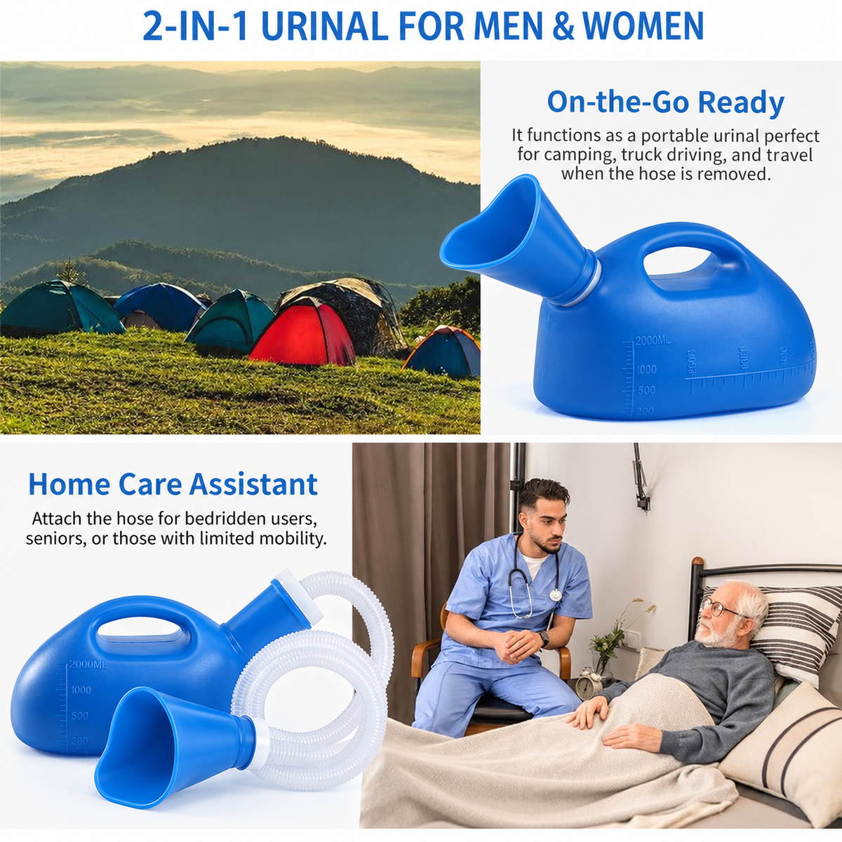 🚨Portable Urinal Bottle,With funnel (Unisex)suitable for various emergency situations