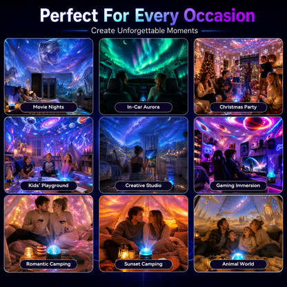 🌌✨ 360° Smart Holographic Galaxy Projector – HD Dynamic 5D Starry Sky & Ocean Ambient Night Light 🎁