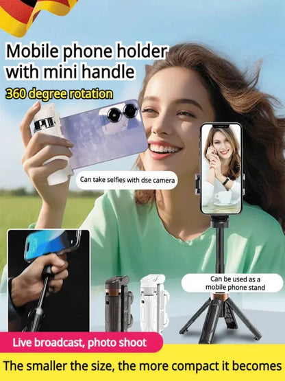 2026NEW🎉Mini Selfie Stick Foldable 3 in 1 Extendable Grip Phone Shooting Tripod Stand with BT Remote Control