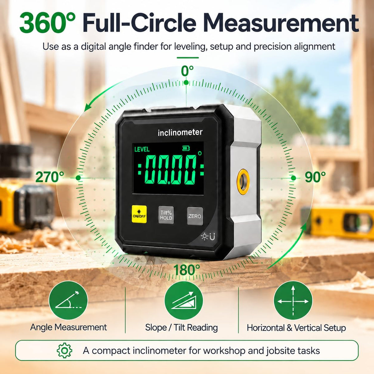 📐Digital Angle Finder with Laser – Magnetic Inclinometer