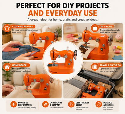 🏅Hot Sale🔥🏠 HOME DIY SALE | Mini Electric Sewing Machine – Compact Sewing Helper for Repairs, Crafts & Creative Projects