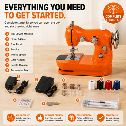 🏅Hot Sale🔥🏠 HOME DIY SALE | Mini Electric Sewing Machine – Compact Sewing Helper for Repairs, Crafts & Creative Projects