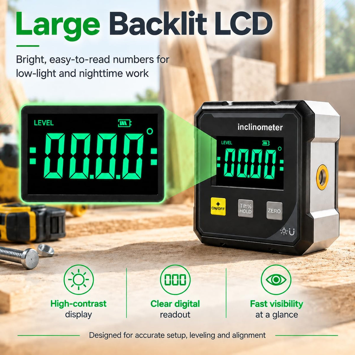 📐Digital Angle Finder with Laser – Magnetic Inclinometer