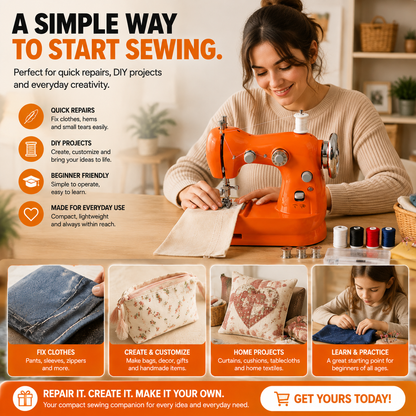 🏅Hot Sale🔥🏠 HOME DIY SALE | Mini Electric Sewing Machine – Compact Sewing Helper for Repairs, Crafts & Creative Projects