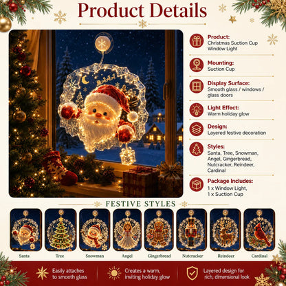 🏅 2026 Best Seller ✨🎄Lighted Christmas Window Decoration with Suction Cup Flat Version | Warm LED Window Light with Double-Layer Design & Multiple Festive Styles ✨