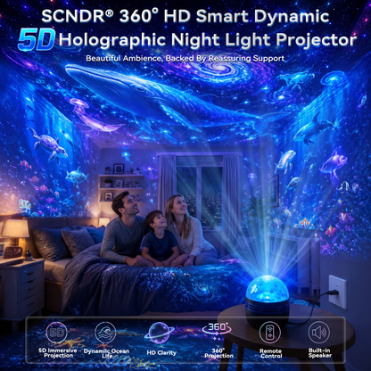 🌌✨ 360° Smart Holographic Galaxy Projector – HD Dynamic 5D Starry Sky & Ocean Ambient Night Light 🎁