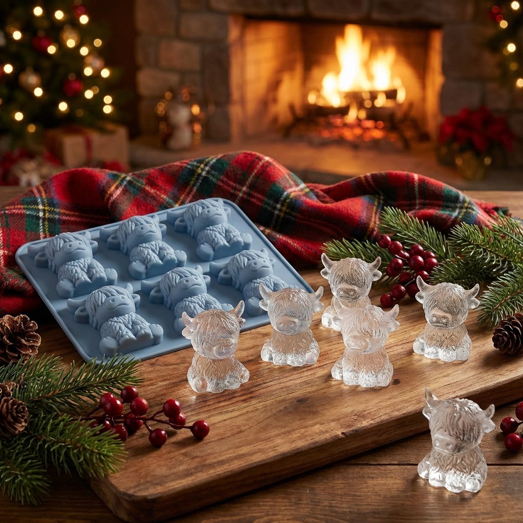 ⏰Last day Promotion🐮 Mini Highland Cow Ice Cube & Dessert Mold 🧊🍪 Cute 3D Ice for Drinks, Parties & Gifts💕