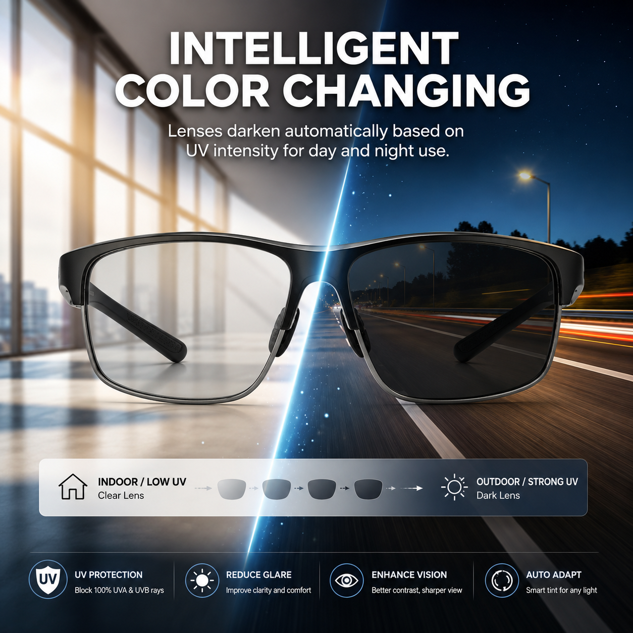 🚀2026 Hot Sale✨New-Photochromic Sunglasses with Anti-glare Polarized Lens