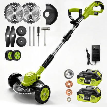 🌿⚡21V 3-in-1 Cordless String Trimmer, Edger & Mini Mower – 2 Batteries Included