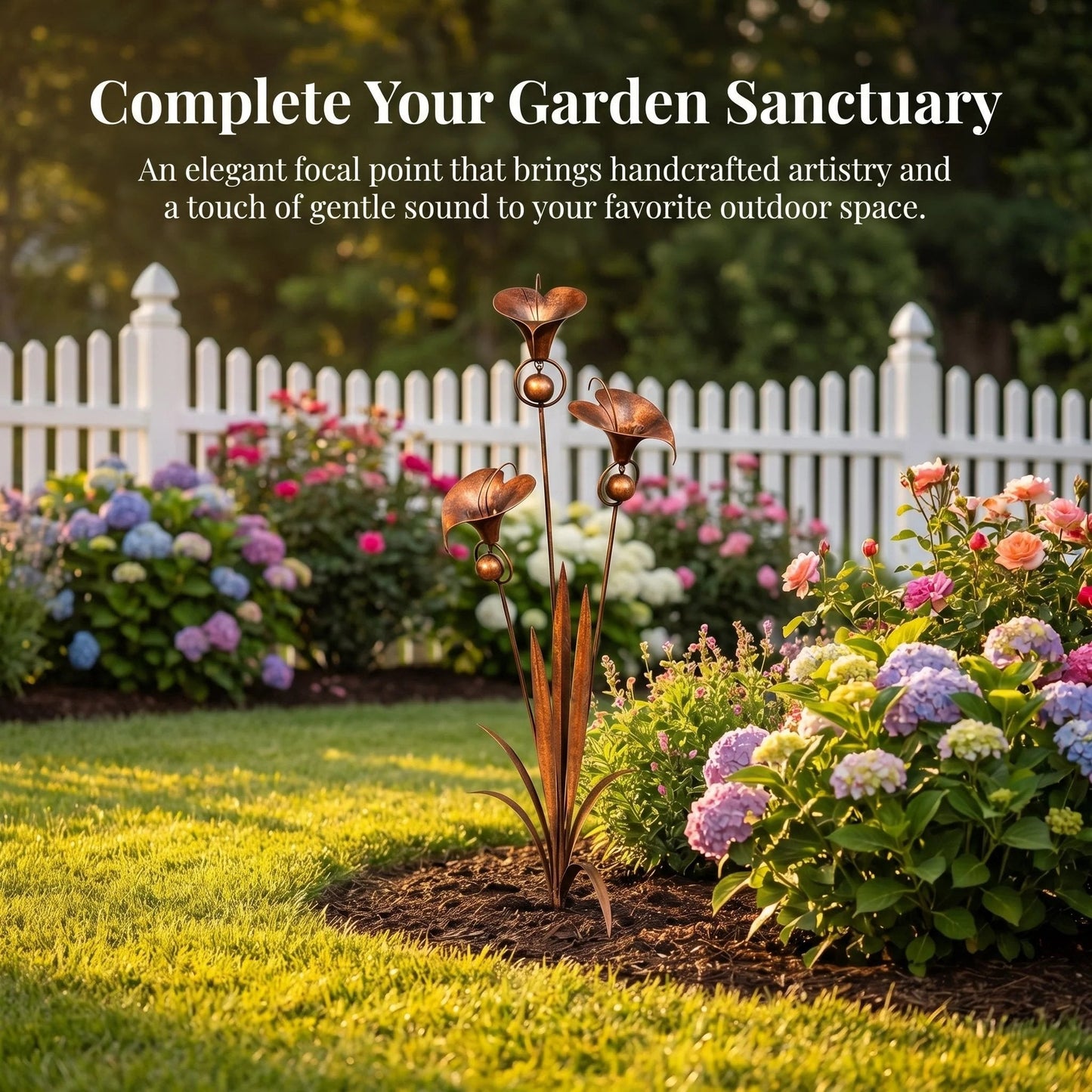 ⚡️Flash Sale🏡Flamed Copper Three Calla Lilies Garden Stake with Bells