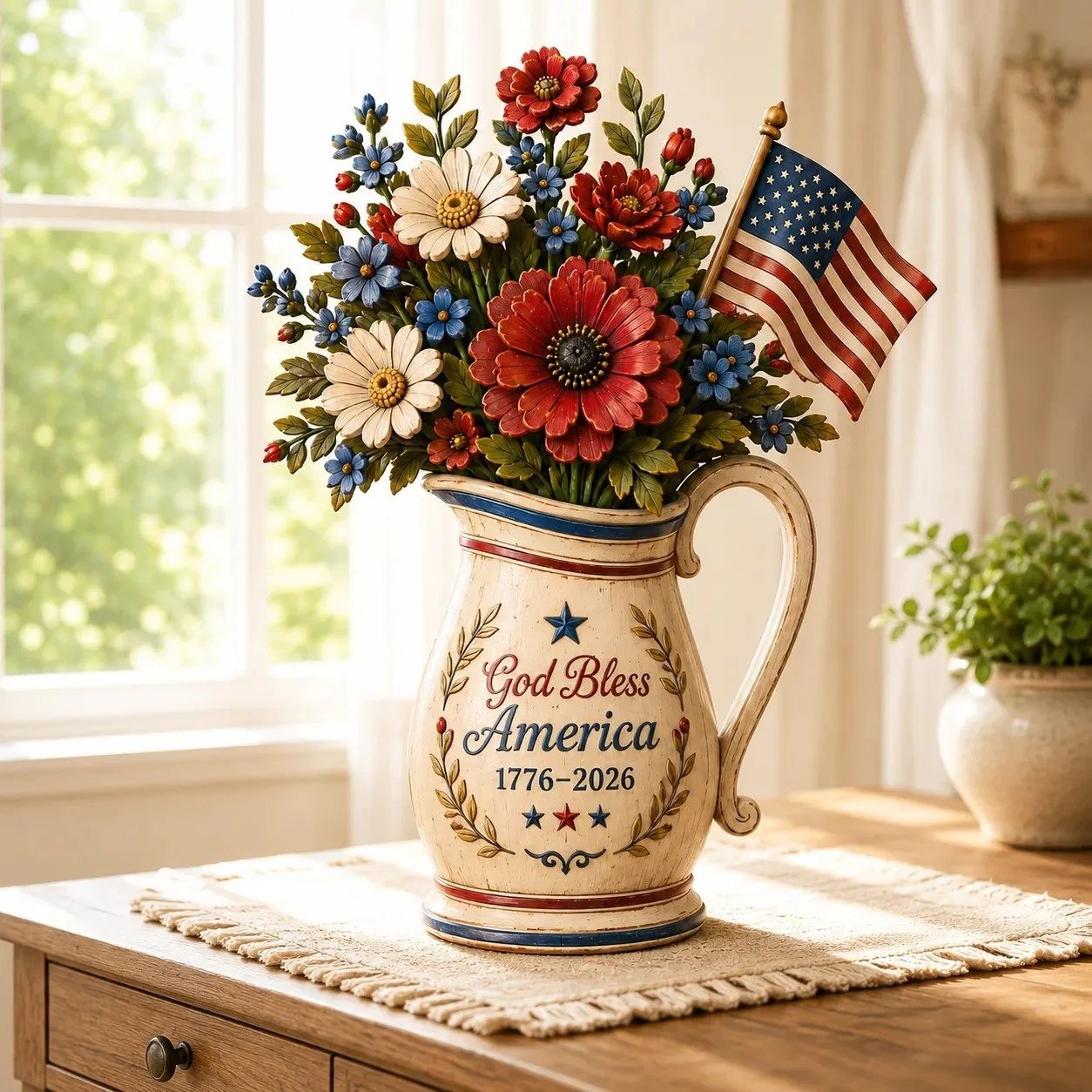 ⏰Last day Promotion 🌹Handmade America’s 250th Anniversary Patriotic Floral Décor