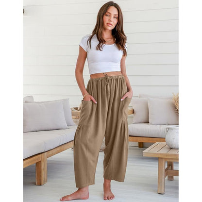 Women's Polyester Wide Leg Pants with Pockets