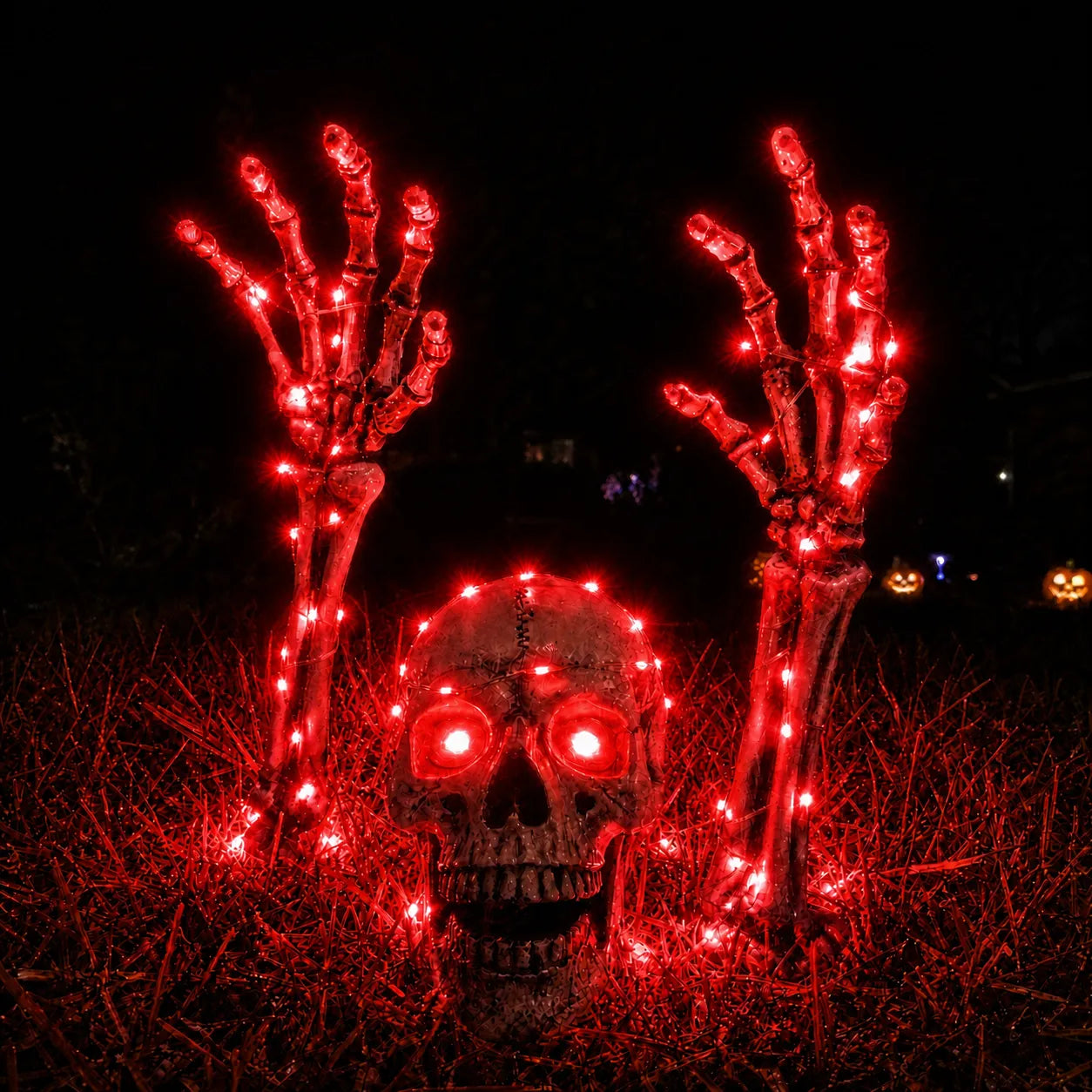 👻 Halloween Solar Skull & Skeleton Hands – The Creepiest Yard Decoration of 2026