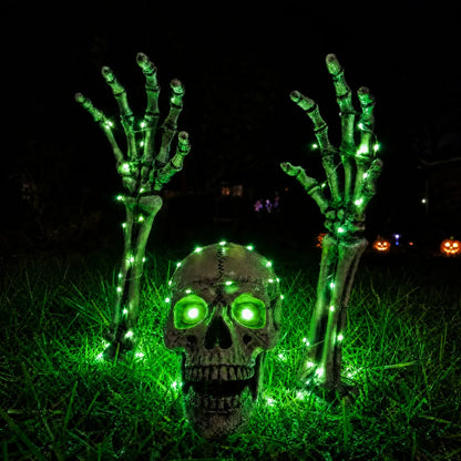 👻 Halloween Solar Skull & Skeleton Hands – The Creepiest Yard Decoration of 2026
