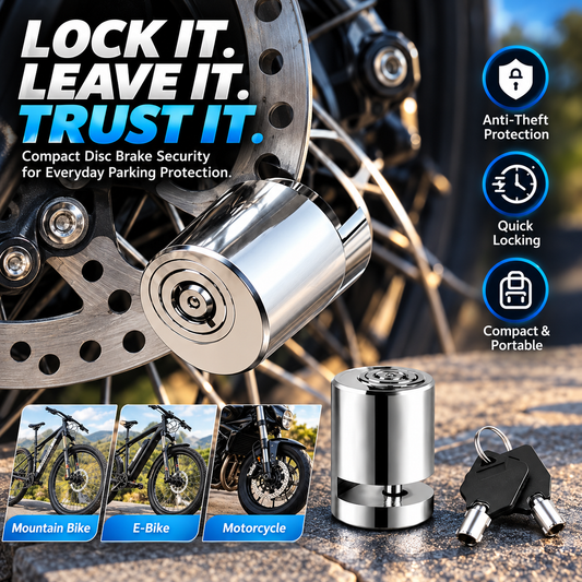 🔒 Heavy-Duty Motorcycle Disc Brake Lock – Compact Anti-Theft Lock with 2 Keys 🏍️