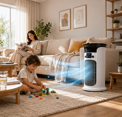 ❄️ 50 % de réduction | Ventilateur-rafraîchisseur d'air de bureau 3-en-1 💧 Ventilateur brumisateur portable avec veilleuse LED