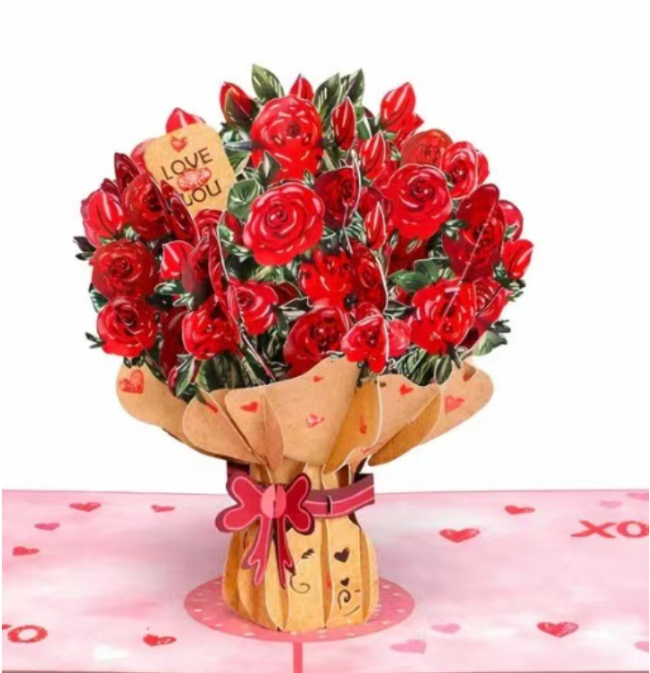 Forever-Blooming 3D Flower Pop-Up Card-Personalized Love Message Everlasting Bloom