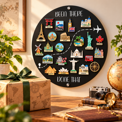 🌍✈️ Been There, Done That Travel Magnet Display Board – Turn Your Adventures Into Lasting Memories! 🧲❤️
