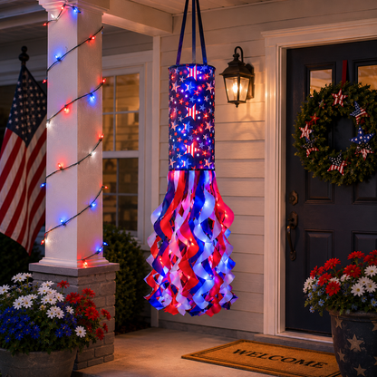 🗽USA 250th Anniversary Light-up Hanging Windsock Patriotic Decor🦅