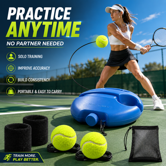 🎾 Solo Tennis Trainer Rebound Set – Practice Anytime, No Partner Needed,3 Balls