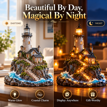 🌊 Coastal Lighthouse Glow – Seaside Cottage & Ocean Wave Decor ✨