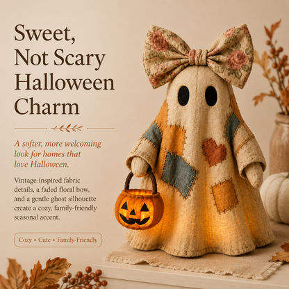 🔥 LIMITED TIME: 40% OFF - 👻🎃 Cozy Patchwork Ghost Lamp (✨ Glowing Pumpkin Basket)