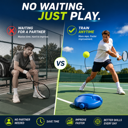 🎾 Solo Tennis Trainer Rebound Set – Practice Anytime, No Partner Needed,3 Balls