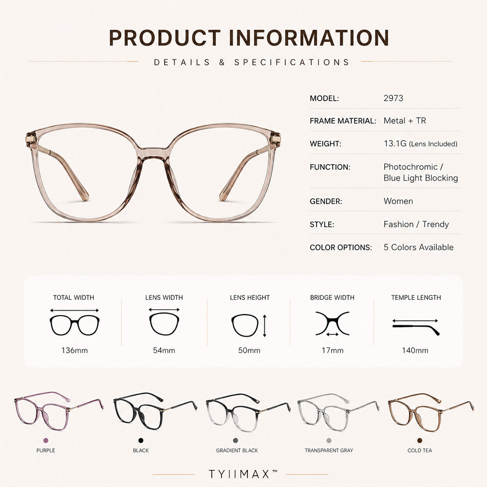 🏅Best Seller🕶️ Oversized Fashion Prescription Glasses – Trendy Photochromic Lenses with Blue Light Blocking ✨