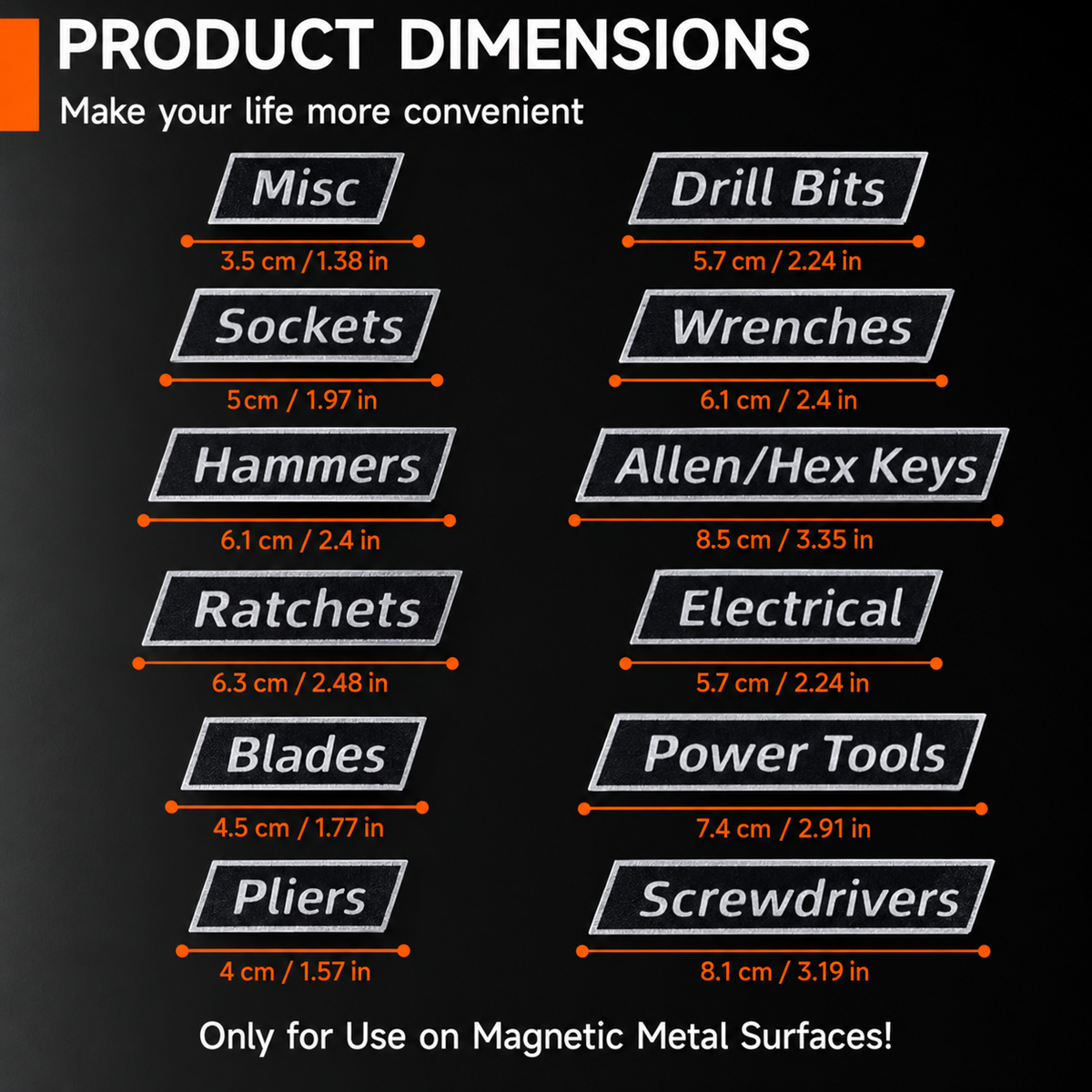 🔧 12-Pack Magnetic Toolbox Labels – Find Your Tools Faster