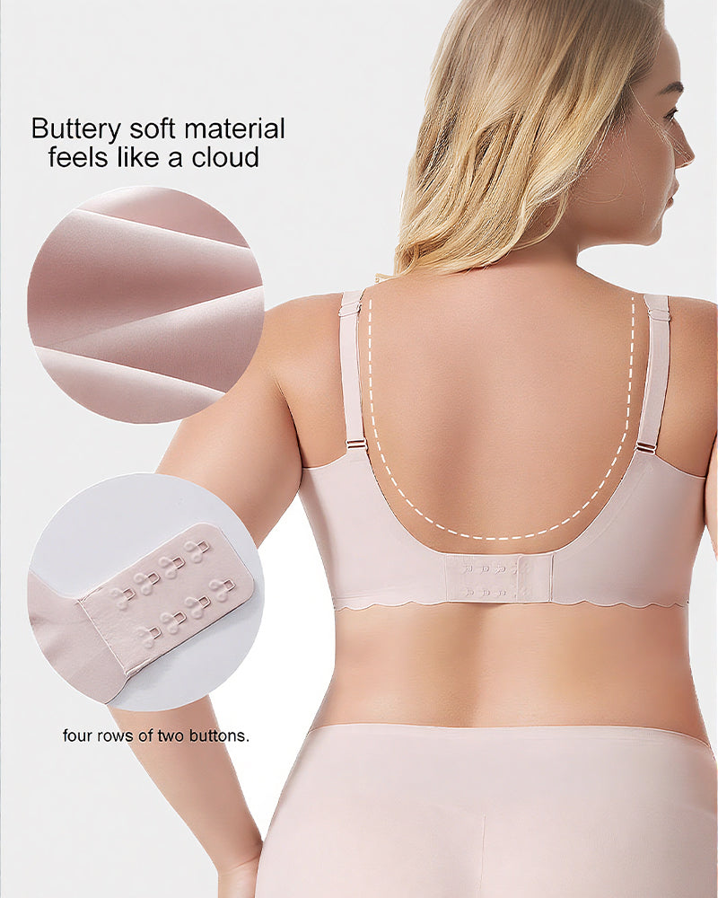 Jelly Wireless Bra with Scalloped Edge and Deep V Neckline
