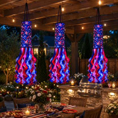 🗽USA 250th Anniversary Light-up Hanging Windsock Patriotic Decor🦅