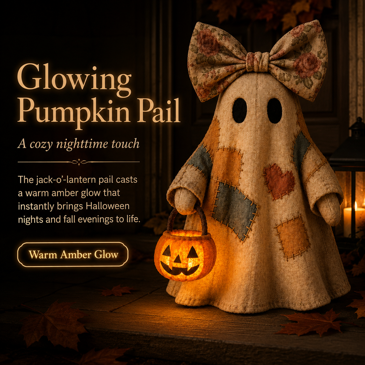 🔥 LIMITED TIME: 40% OFF - 👻🎃 Cozy Patchwork Ghost Lamp (✨ Glowing Pumpkin Basket)
