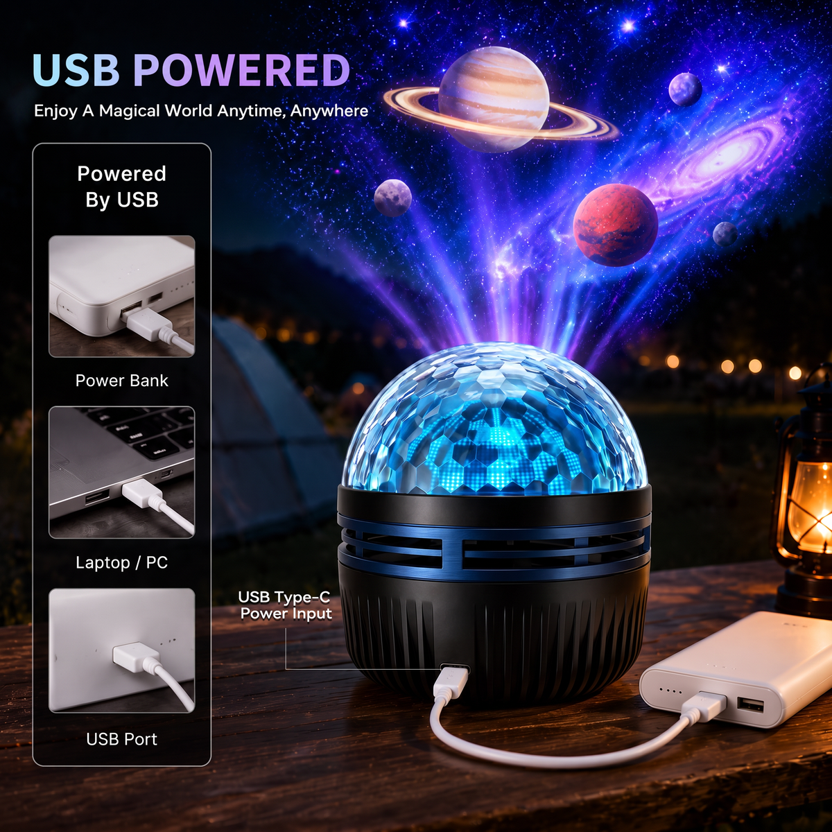 🌌✨ 360° Smart Holographic Galaxy Projector – HD Dynamic 5D Starry Sky & Ocean Ambient Night Light 🎁