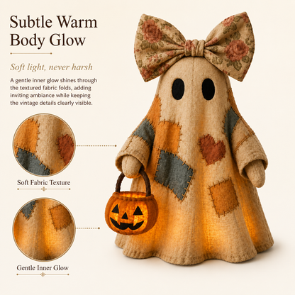 🔥 LIMITED TIME: 40% OFF - 👻🎃 Cozy Patchwork Ghost Lamp (✨ Glowing Pumpkin Basket)
