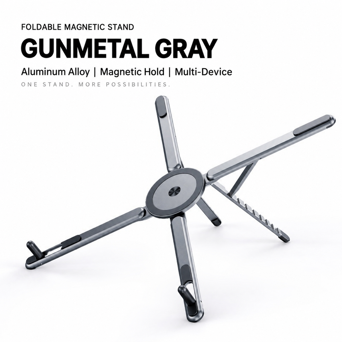 Foldable Magnetic Stand for Phone, Tablet & Laptop – Adjustable Aluminum Design