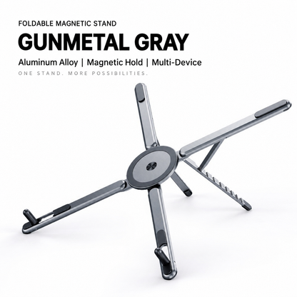 Foldable Magnetic Stand for Phone, Tablet & Laptop – Adjustable Aluminum Design