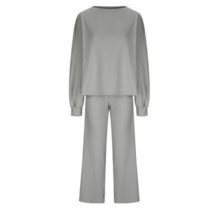 Womens Fall Winter Casual Solid Knitted 2 Piece Sets Long Sleeve Hoodie